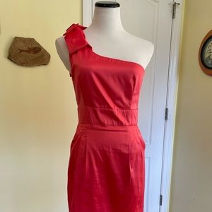 Forever 21 one shoulder satin dress in coral